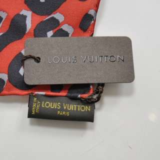 LOUIS VUITTON Silk Leopard Scarf Carre Rouge Red LV NEW  