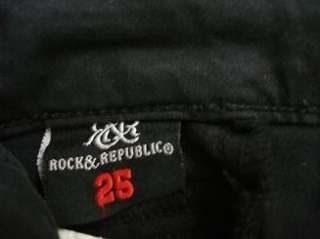 ROCK & REPUBLIC Teddie Capri / Cropped Black Denim Jeans size 25 