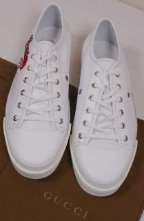 GUCCI SHOES $550 WHITE GUCCI LOGO SPOT STUDDED LOW PROFILE TRAINERS 10 