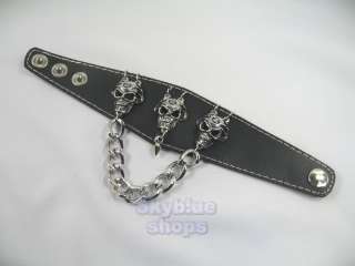 WHOLESALE LOTS 10 LEATHER GOTHIC SKULL CUFF BRACELETS  