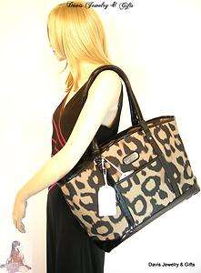 Jessica Simpson XL Luggage/Laptop Tote Khaki Black Purse Bag Cheetah $ 