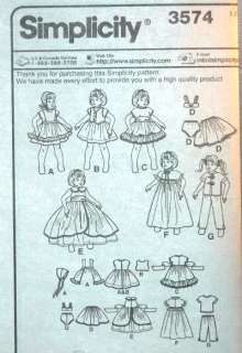 EASY 8 GIRL DOLL CLOTHES SEWING PATTERN Dress Gown PJs Vest Robe 