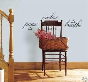 New PAUSE RELAX BREATHE Wall Quote Decals Home Stickers  