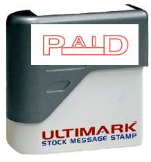 PAID   Ultimark Pre Inked Message Rubber Stamp, Red Ink  