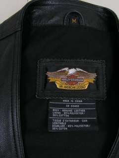 Harley Davidson Leather Vest Black Medium Chain Closure NWOT PERFECT 
