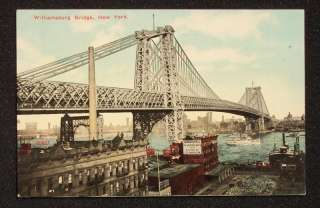 1910s Williamsburg Bridge Ferry Steamer Lumber NYC NY  