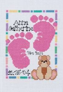 Baby Footprints Baby Birth Record Counted Cross Stitch  