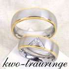 Ring, Partnerring, Titanring mit Diamant & Gravur  