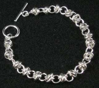   Sterling Silver Chain Mail Maille Link Bracelet 7 3/4 toggle clasp
