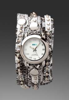 LA MER Silver Bali Wrap Watch in Black White Snake  