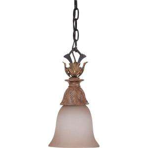 Glomar Verdone Gilded Cage 1 Light Mini Pendant With Amber Bisque 
