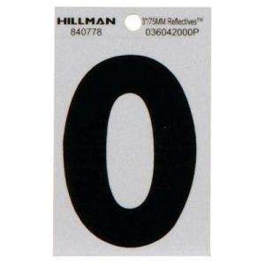 Hillman 3 In. Vinyl Reflective Number 0 840778  