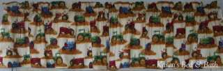 Farm Tractor Blue Green Red Wheat Patch Farmer Country Curtain Valance 