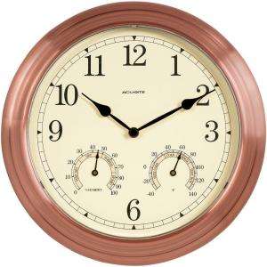 AcuRite 13 in. Copper Wall Clock with Thermometer and Hygrometer 