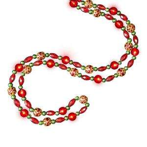   Pre Lit Beaded Garland With Red Lights ML14 BG01 RD 