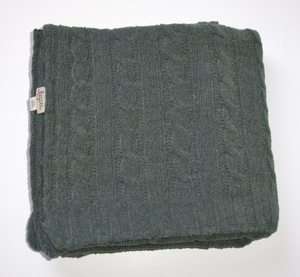  Dark Green Chenille Cable Knit Baby Blanket  