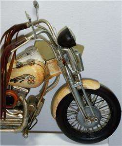 New Hand Painted Wood & Tin Decorative Indian Chief Motorcycle 