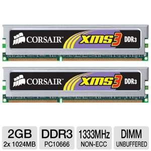 Corsair XMS3 TW3X2G1333C9A 2GB Dual Channel DDR3 RAM   PC10666 