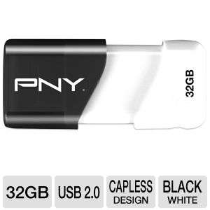 PNY P FD32GCOM GE Compact Attache   32GB, USB 2.0, Black/White at 