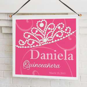Personalized Quinceanera Princess Tiara Custom Banner  