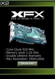 XFX GeForce 7950 GX2 520M Xtreme 1GB GDDR3 SLI / PCI Express / Dual 