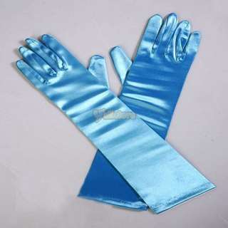 15 Blue Elbow Bridal Wedding Dress Satin Gloves  