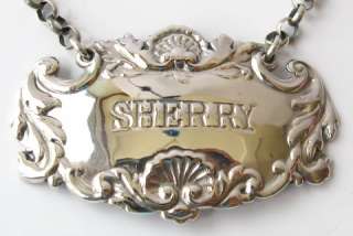 SHERRY LIQUOR DECANTER LABEL TAG STERLING 925 SILVER  