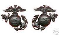 US Marine Corps Collar Badge Rank Insignia Black Pin  