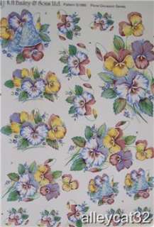 M3081 Ceramic Decals 1 SAMPLE SHEET PANSY FLORALS  