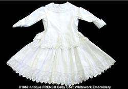12 M Month VICTORIAN Baby WHITEWORK Lace GOWN Dress OLD  