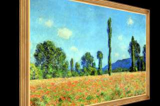 POPPY FIELD GIVERNY REPRO MONET LARGE FRAMED CANVAS  