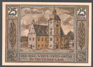 Notgeld Querfurt 1921, 25 Pfennig, Stadtwappen, Rathaus  