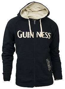 Guinness Black Zippered Hoodie with Applique  