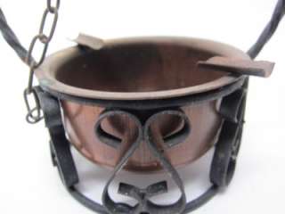 Match Holder Antique CAMPFIRE Stand Ashtray Iron Copper  