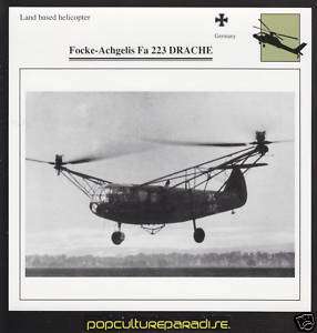 FOCKE ACHGELIS Fa 223 DRACHE German Helicopter CARD  