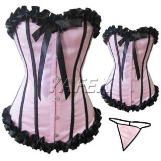 New boned 2035 Lace up tubetop Bustier Corset +G String  