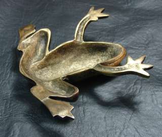 Rare antique bronze frog with glass eyes  