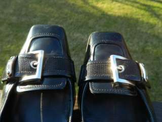Authentic Prada Black Leather Buckle Shoes, Euro 38, US 8  