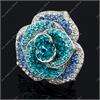 Blue flower crystal rhinestone fashion jewelry ring  