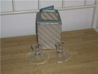 Pair of Boxed Avon HUMMINGBIRD CRYSTAL Candle Holders  