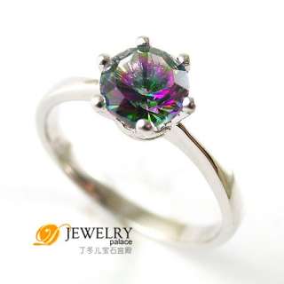 ROUND 1ct Rainbow Colored Topaz Ring 925 Sterling Silver Size 6 7 8 9 