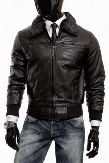 Lederjacke Aviator 8008 Fell Schwarz S M L XL XXL  