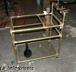 FRENCH FAUX BAMBOO BRASS COCKTAIL CART. BAGUES.  