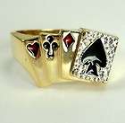 10k man s ring two tone gold enamel cards suits