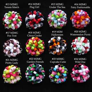   50 BOUTIQUE 3 GIRLS LOOPY POM POM HAIR BOWS CLIPS M2MG 1277H  
