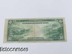 US 1913 $10 TEN DOLLAR BILL FEDERAL RESERVE NOTE 4 D LARGE NOTE 