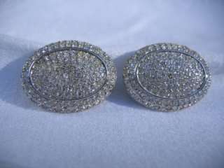 Vintage Signed S.A.L. SWAROVSKI Crystal Silver Tone Clip Earrings 