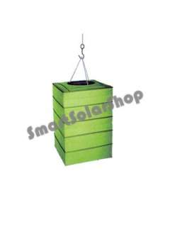 Green Silk Solar Lantern Square shape Hanging LED Light  