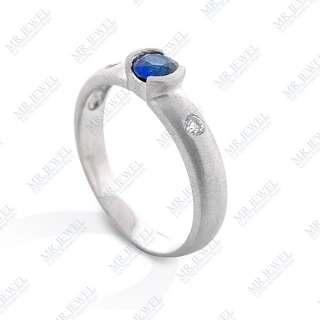 56 CT SAPPHIRE AND DIAMOND RING 14KT WHITE GOLD  