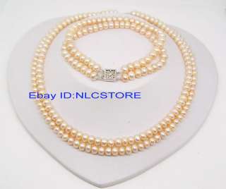 Free ship Jewelry set pink pearl necklace/bracelet  